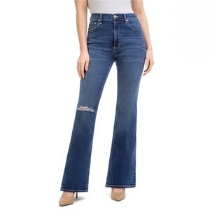 Jordache High Rise Flare Jeans Distressed Dark Wash
